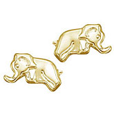 14K Yellow Gold Baby Elephant Screwback Earrings