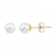 14k Yellow Gold 5mm AAA Quality Pearl Stud Earrings