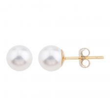 14k Yellow Gold 6mm AAA Quality Pearl Stud Earrings