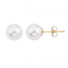 14k Yellow Gold 7mm AAA Quality Pearl Stud Earrings