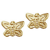 14K Yellow Gold Baby Butterfly Screwback Earrings