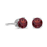 14k White Gold Round Garnet Stud Earrings