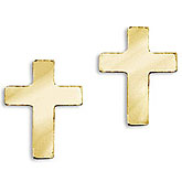14K Yellow Gold Baby Cross Screwback Earrings