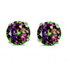 14k White Gold 5mm Round Mystic Topaz Stud Earrings