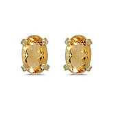 14k Yellow Gold Oval Citrine Earrings
