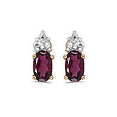 14k Yellow Gold Oval Rhodolite Garnet Earrings