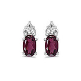 14k White Gold Oval Rhodolite Garnet Earrings