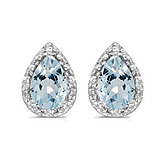 14k White Gold Pear Aquamarine And Diamond Earrings