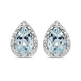 14k White Gold Pear Aquamarine And Diamond Earrings