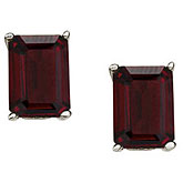 14K White Gold 7x5 mm Emerald Cut Garnet Earrings