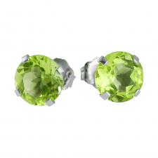 14k White Gold 6mm Round Peridot Stud Earrings (2.00 ct)