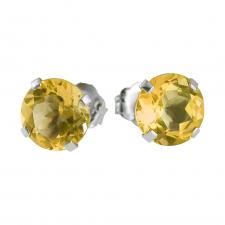 14k White Gold 6mm Round Citrine Stud Earrings (1.2 ct)