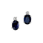 14K White Gold Oval Sapphire and Diamond Earrings