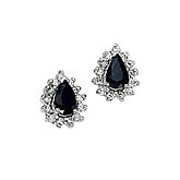 14K White Gold Pear Sapphire and Diamond Earrings