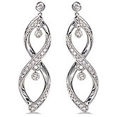 14K White Gold Diamond Dashing Diamonds Earrings