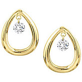 14K Yellow Gold Diamond Dashing Diamonds Earrings