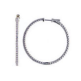 14K 2ct White Gold Diamond Secure Lock 43 mm Hoop Earrings