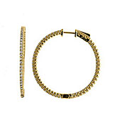 14K 1ct Yellow Gold Diamond Secure Lock 35 mm Hoop Earrings