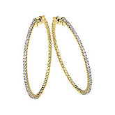 14K 1.2ct Yellow Gold Diamond Secure Lock 50 mm Hoop Earrings
