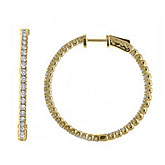 14K 3ct Yellow Gold Diamond Secure Lock 35 mm Hoop Earrings