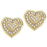 14K Yellow Gold 0.14 Ct Diamond Heart Earrings