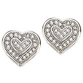 14K White Gold 0.14 Ct Diamond Heart Earrings