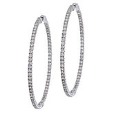 14K White Gold Secure Lock 4.14 Ct Diamond 55 mm Hoop Earrings