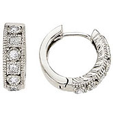 14K White Gold 0.42 Ct Round and Princess Diamond Earrings