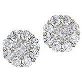 14K White Gold Diamond Clustaire Earrings