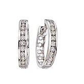 14K White Gold 0.75 Ct Diamond Hoop Earrings