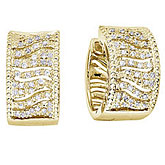 14K Yellow Gold .25 Ct Diamond Huggy Earrings