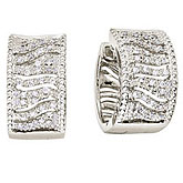 14K White Gold .25 Ct Diamond Huggy Earrings