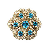 14 Karat Gold Blue Zircon Slide