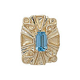 14 Karat Gold Blue Topaz Slide