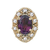 14 Karat Gold Slide with Amethyst center and Diamond accents