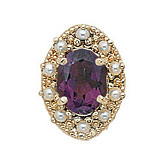 14 Karat Gold Slide with Amethyst center and Pearl accents