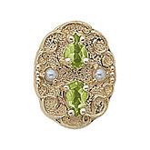 14 Karat Gold Slide with Peridot center and Pearl accents