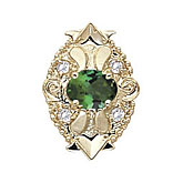 14 Karat Gold Slide with Green Tourmaline center and Diamond accents