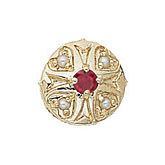 14 Karat Gold Slide with Ruby center and Pearl accents