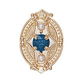 14 Karat Gold Slide with Sapphire center and Pearl accents
