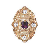 14 Karat Gold Slide with Amethyst center and Diamond accents