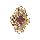14 Karat Gold Slide with Pink Tourmaline center and Pearl accents