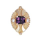 14 Karat Gold Slide with Amethyst center and Pearl accents