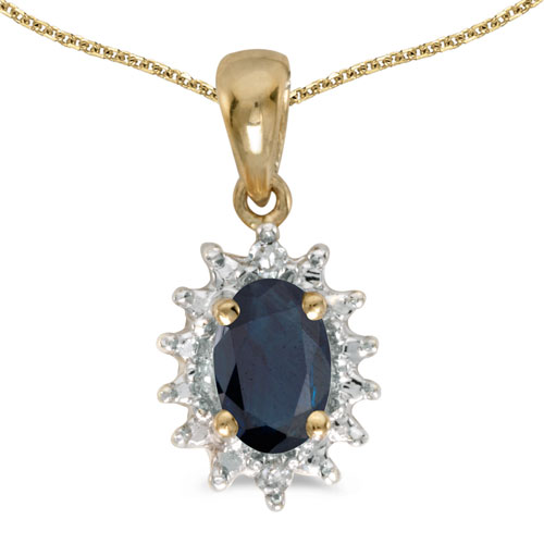14k Yellow Gold Oval Garnet And Diamond Pendant