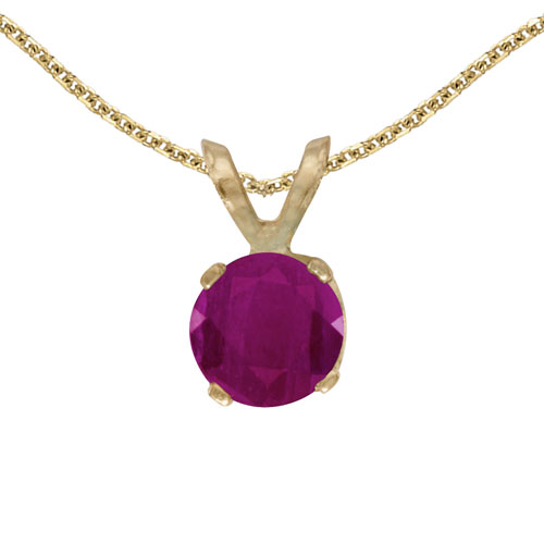14k Yellow Gold Round Ruby Pendant