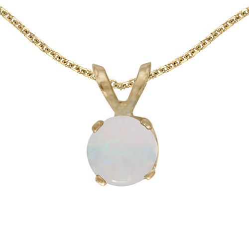 14k Yellow Gold Round Opal Pendant