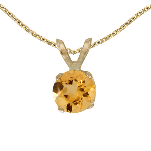 14k Yellow Gold Round Citrine Pendant