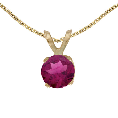 14k Yellow Gold Round Rhodolite Garnet Pendant