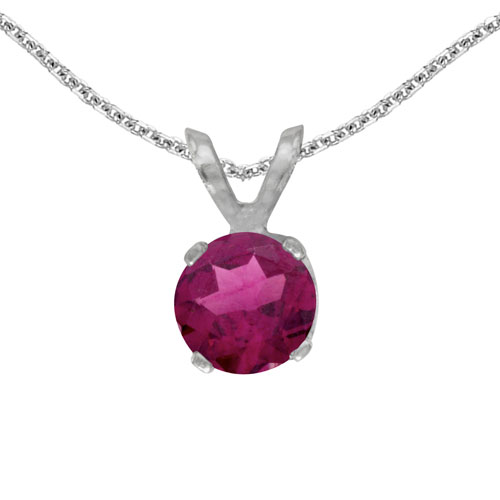 14k White Gold Round Rhodolite Garnet Pendant