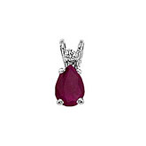 White Gold Pear Ruby and Diamond Pendant14K